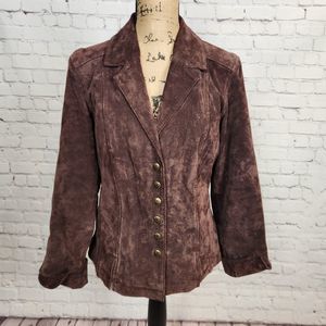 Live a Little 100% Blazer Brown Leather Jacket Size M